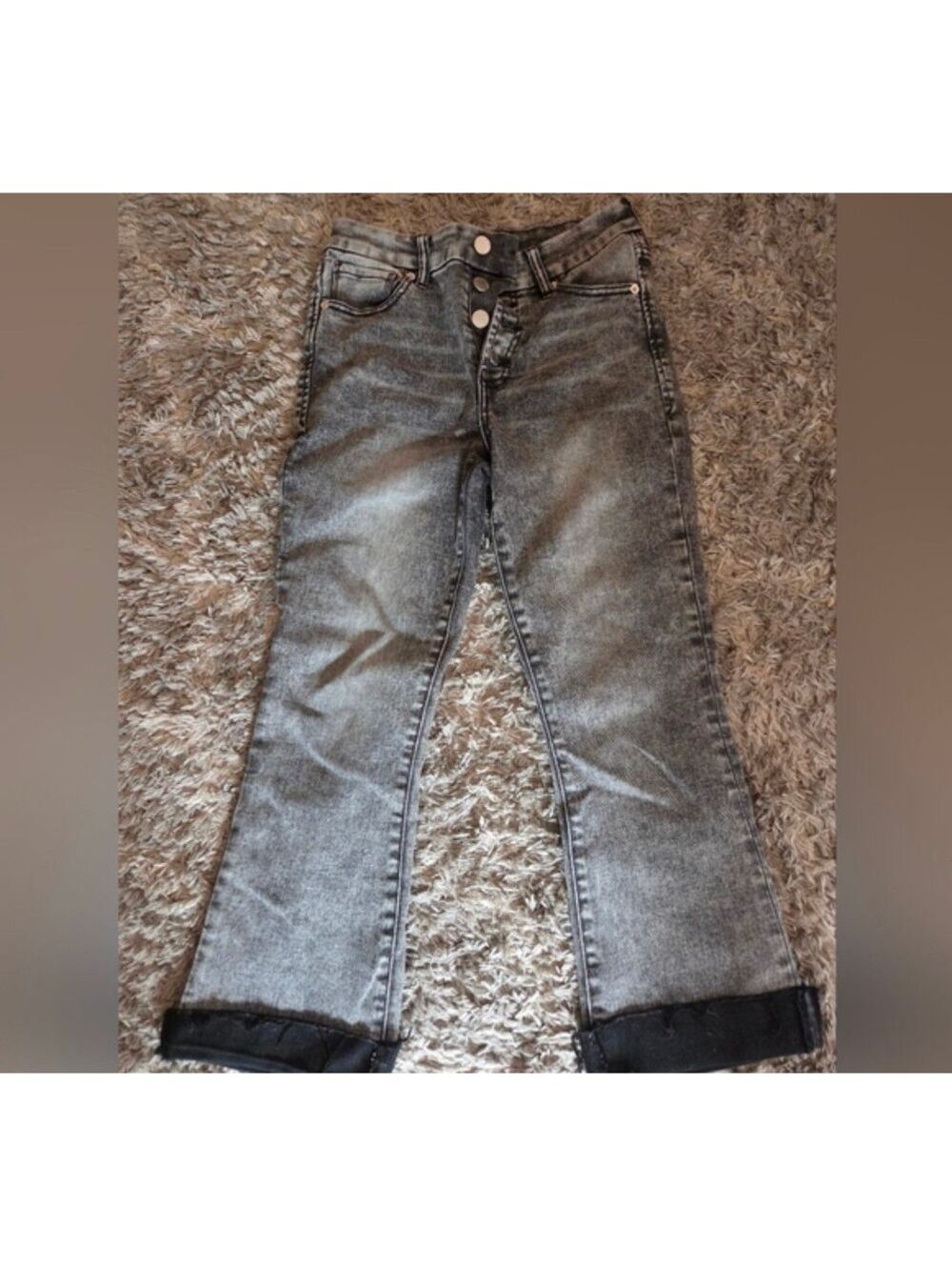 Dear John Jeanne Flare Acid Wash Cuffed Crop Jeans Size 26